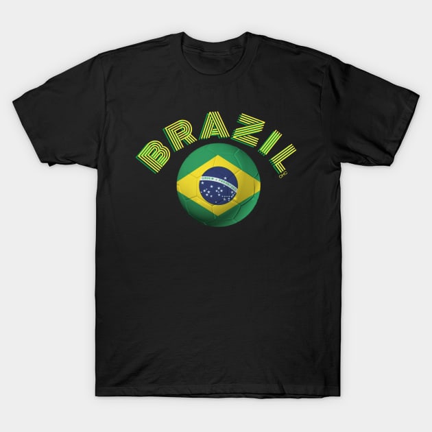 Brazil Futbol soccer ball flag T-Shirt by Odd Hourz Creative